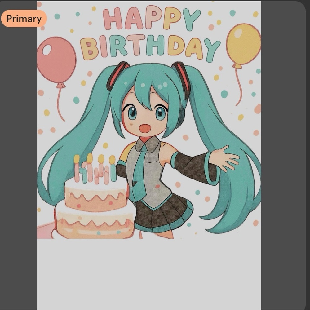 Miku Birthday Card - Teal Anime